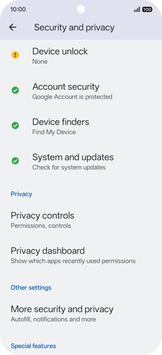 Press More security and privacy.