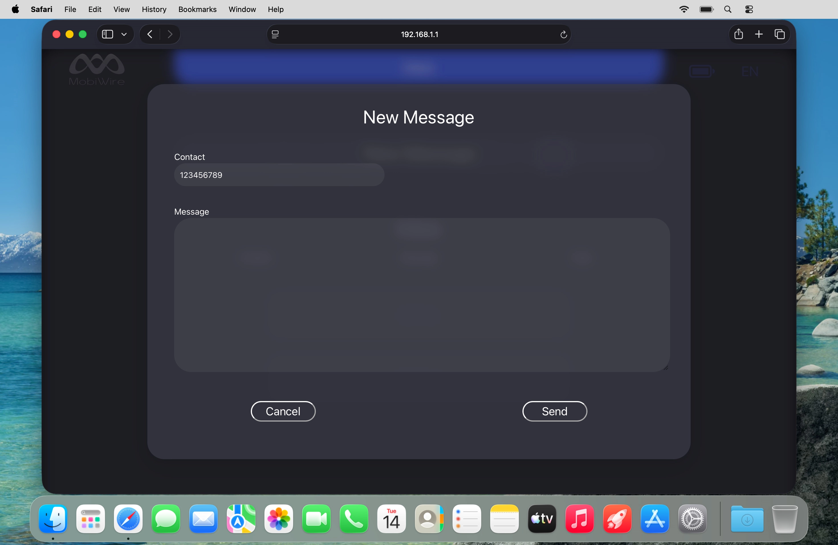 Click the text input field and write the text for your text message.