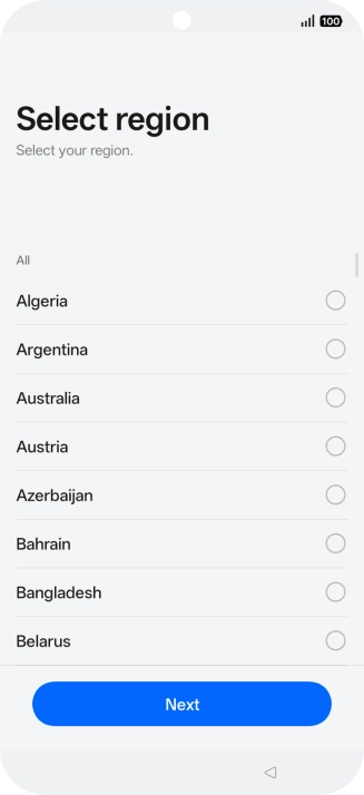 Press the required country or area.