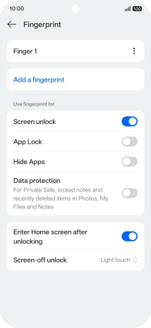 Press the required setting.