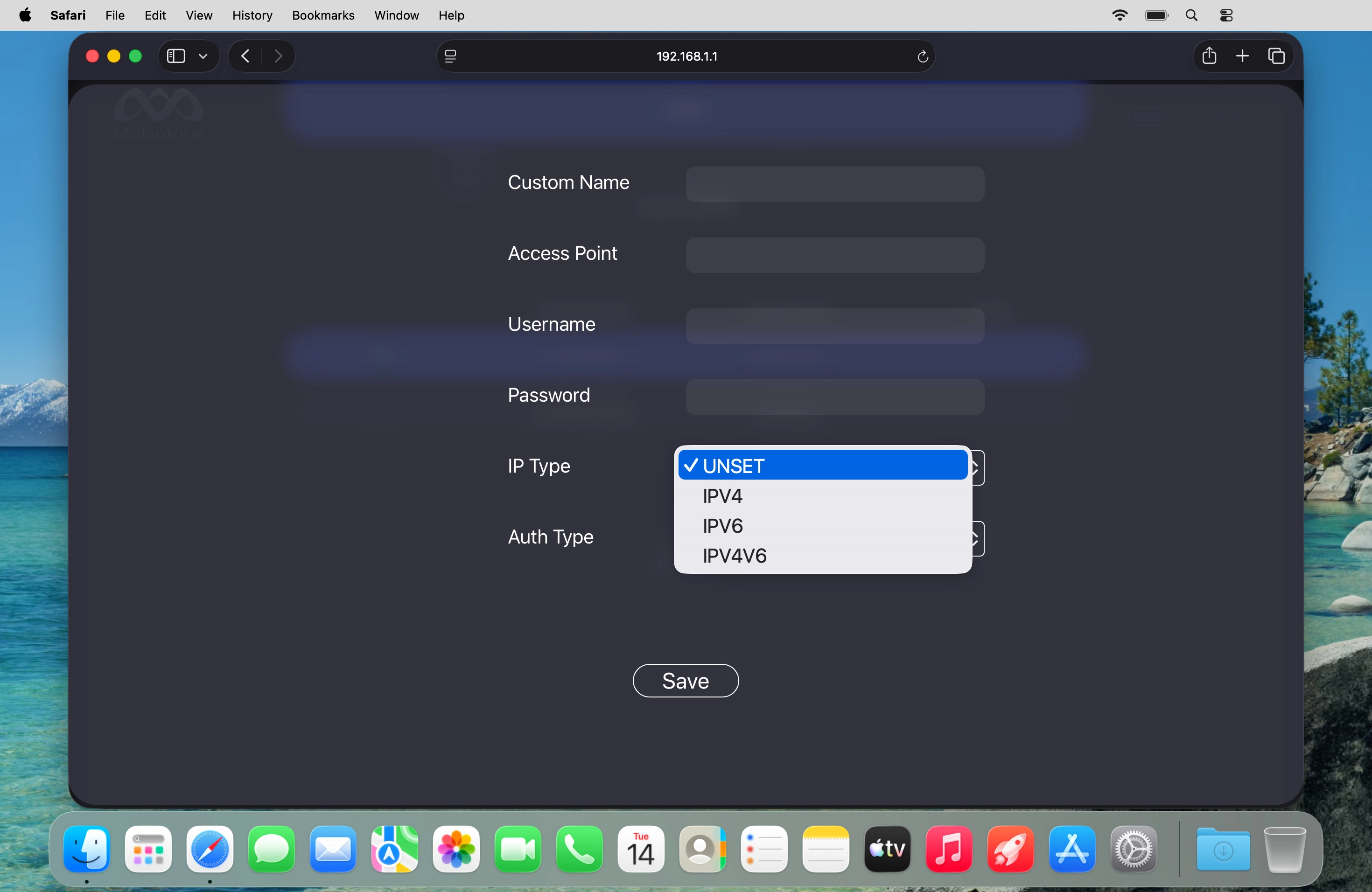 Click the required setting.