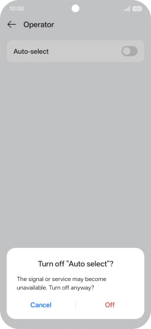 Press Off to turn off the function and wait while your phone searches for networks.