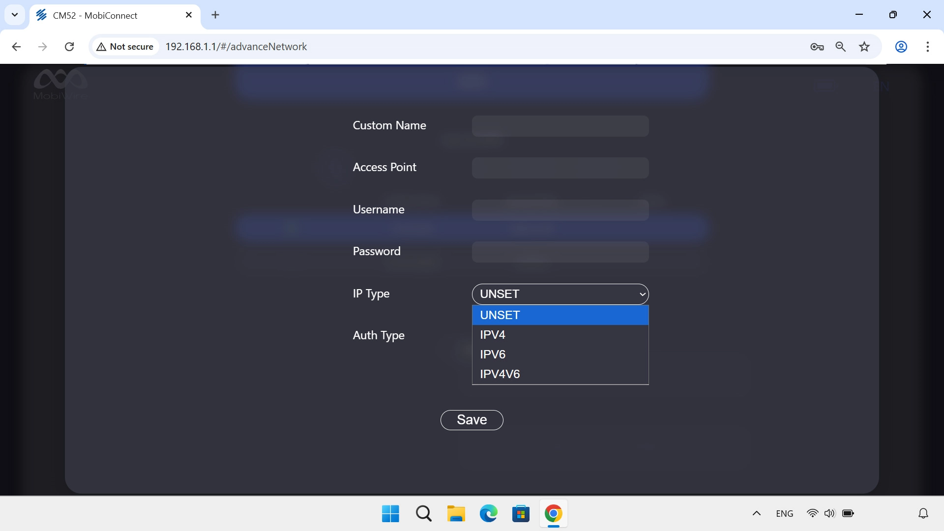 Click the required setting.