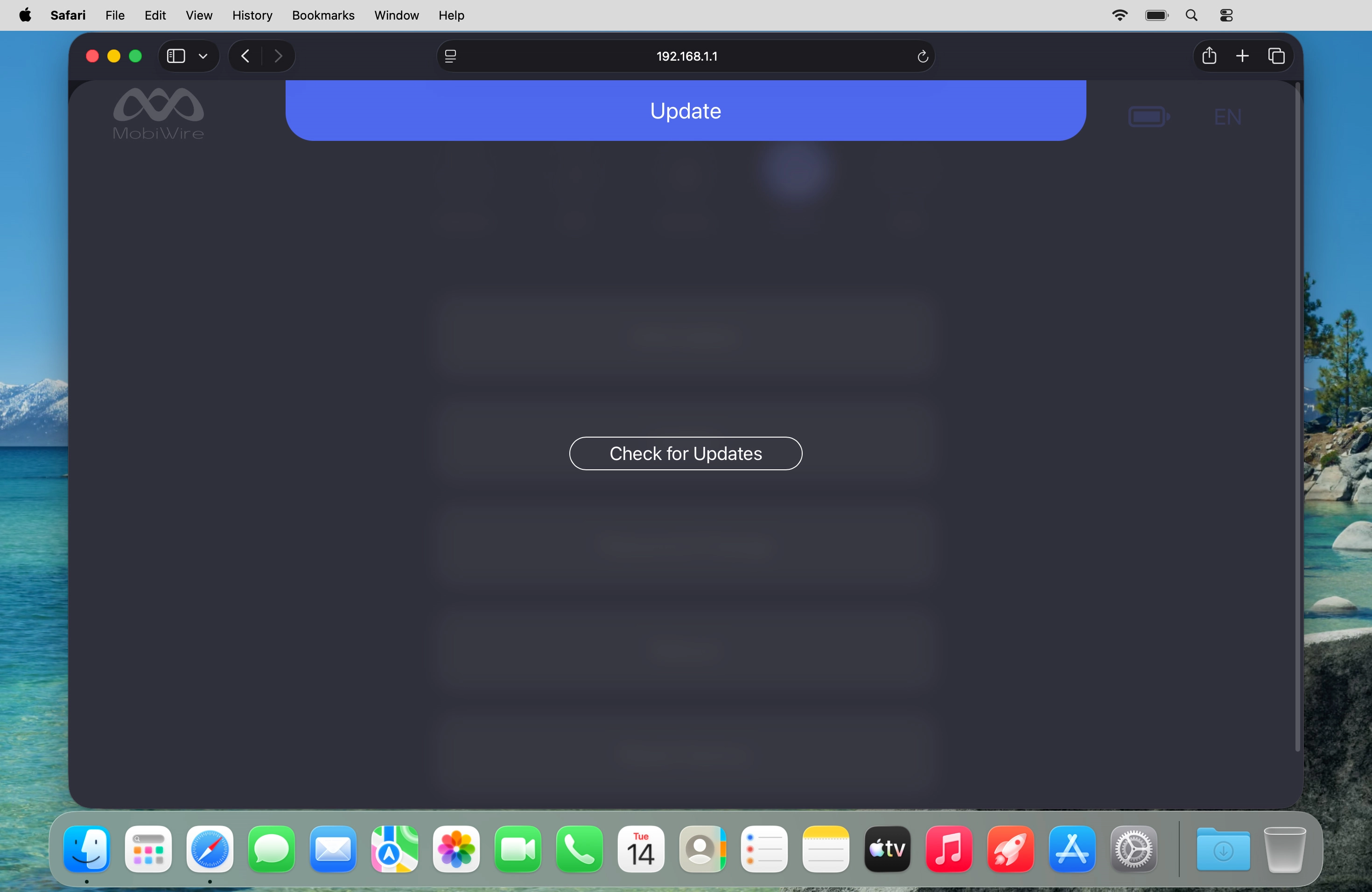 Click Check for Updates. If a new firmware version is available, it's displayed. Follow the instructions on the screen to update the router firmware.