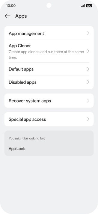 Press App management.