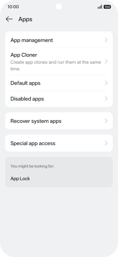 Press App management.
