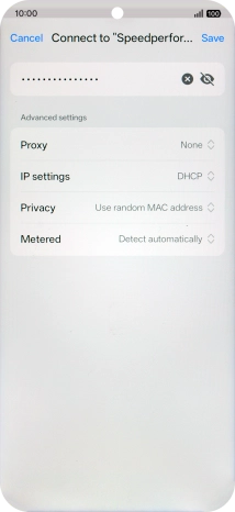 Key in the password for the Wi-Fi network and press Save.