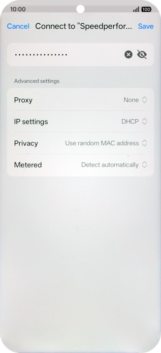 Key in the password for the Wi-Fi network and press Save.