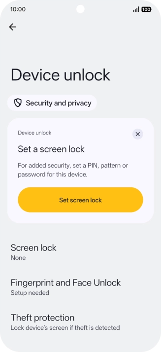 Press Fingerprint and Face Unlock.