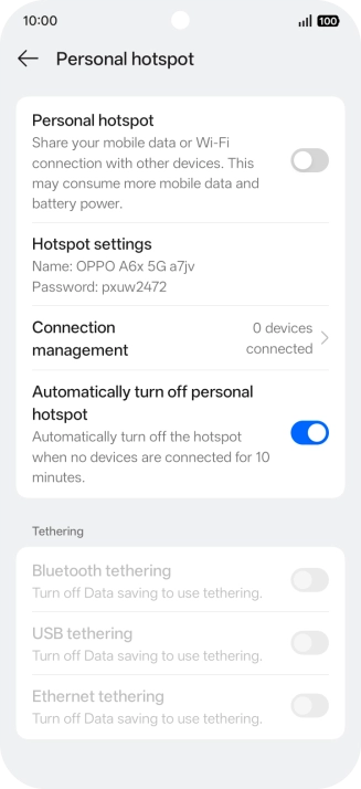 Press Hotspot settings.
