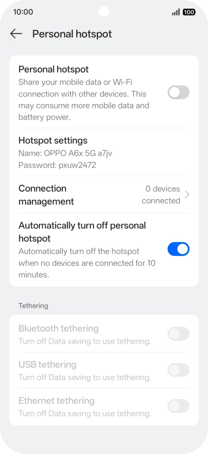 Press Hotspot settings.