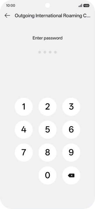 Key in your barring password. The default barring password is 0000.