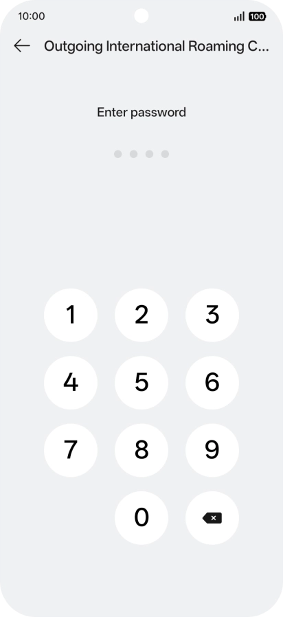 Key in your barring password. The default barring password is 0000.