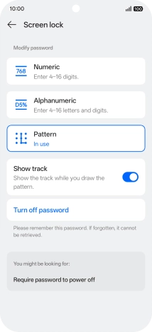 Press Turn off password.