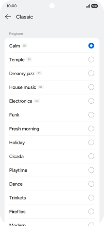 Press the required ring tones to hear them.
