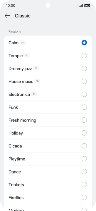 Press the required ring tones to hear them.
