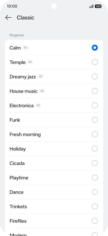 Press the required ring tones to hear them.