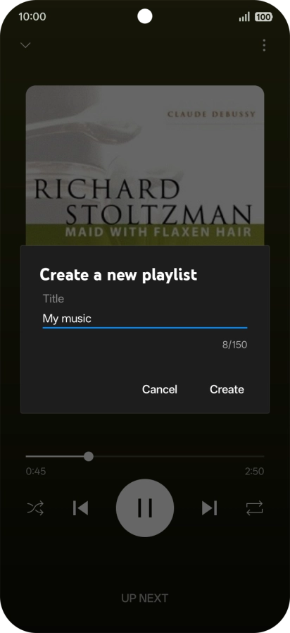Key in a name for the playlist and press Create.