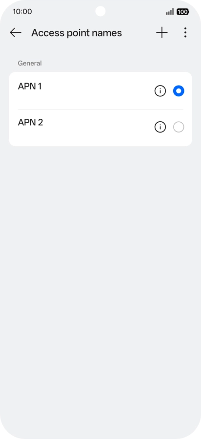 Press the field next to the data connection to activate it.