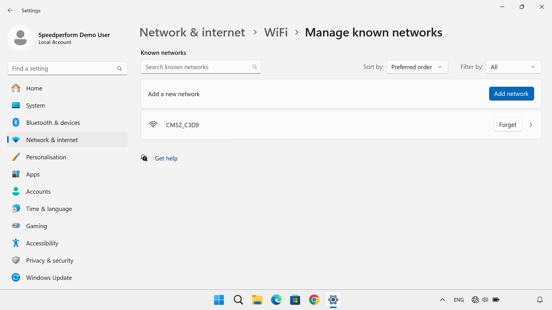 Click arrow right next to the required network.
