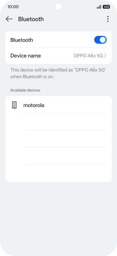 Press the required Bluetooth device and follow the instructions on the screen to pair the device with your phone.