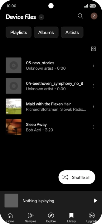 Press the required audio file.