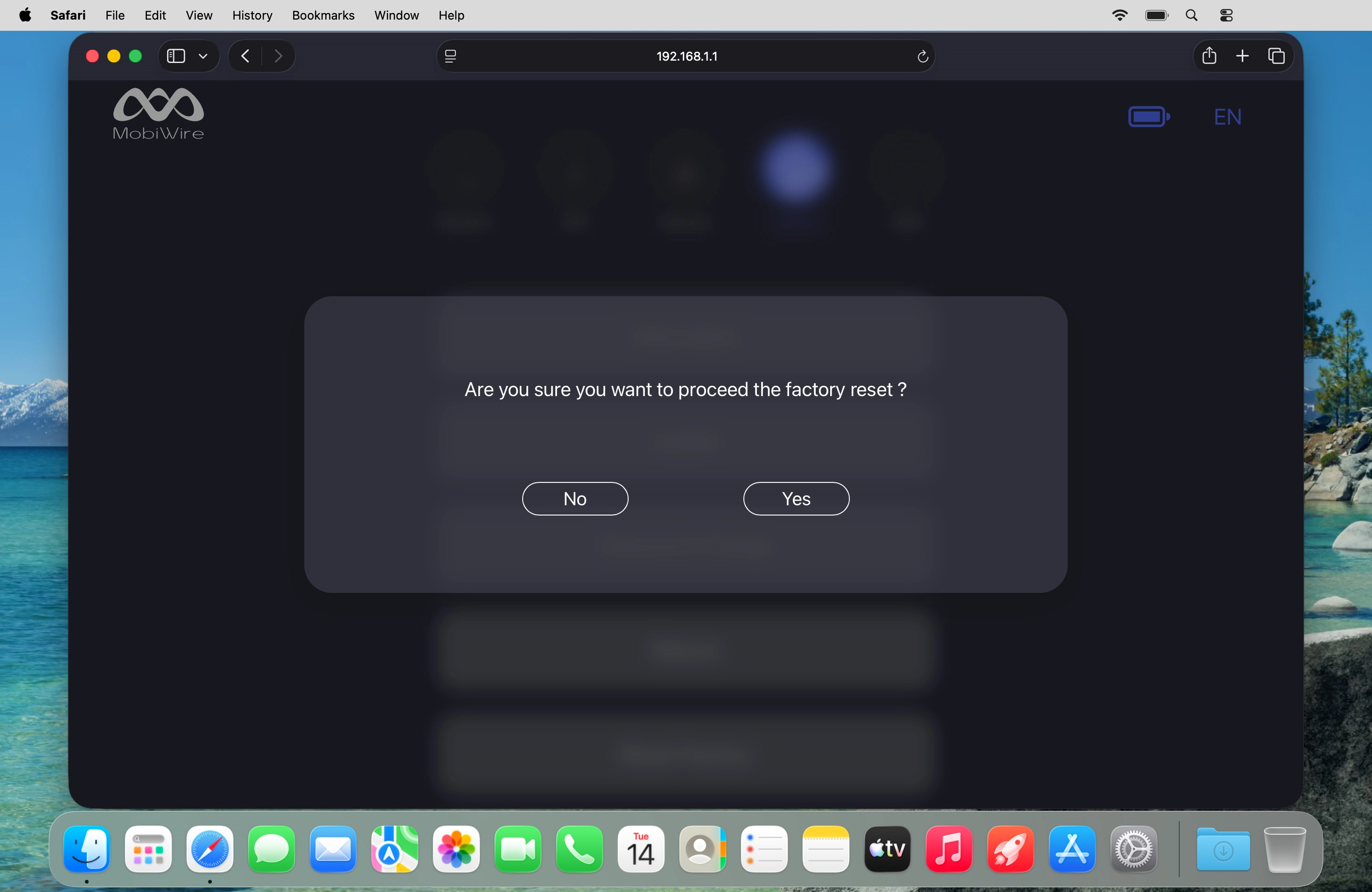 Click Yes and wait while your router restores the factory default settings.