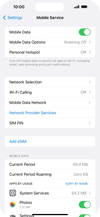Press Mobile Data Network.