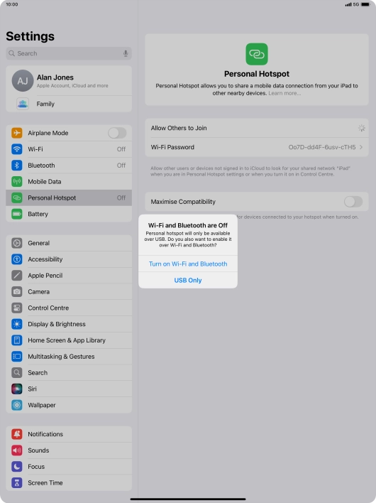 If Wi-Fi is turned off, press Turn on Wi-Fi and Bluetooth.