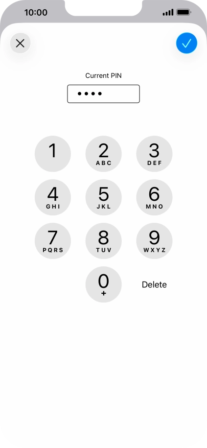 Key in your current PIN and press the confirm icon.