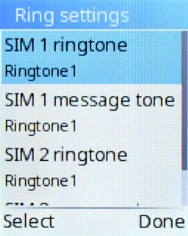 Select SIM message tone. Select SIM message tone.