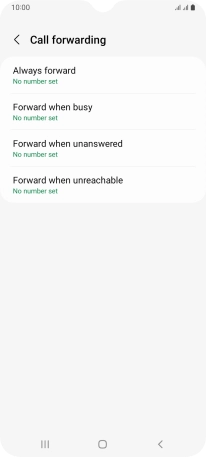 Press the required divert type. Press the required divert type.
