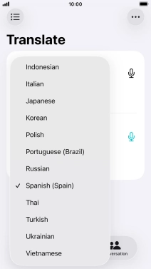 Press the required target language.