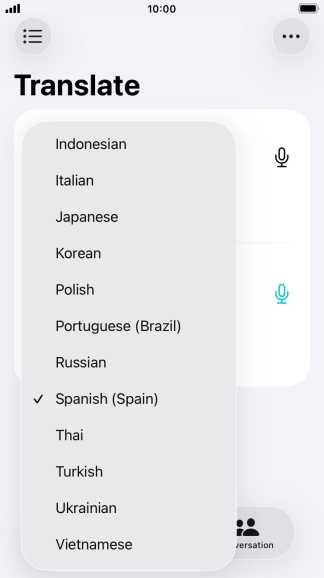 Press the required target language.