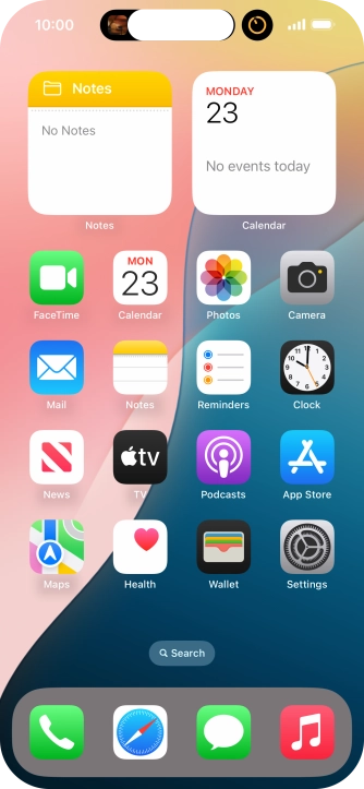 If you have a running application in Dynamic Island, it's displayed at the top of the screen. If you have a running application in Dynamic Island, it's displayed at the top of the screen.