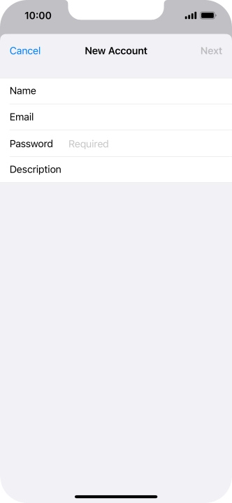 Press Password and key in the password for your email account.