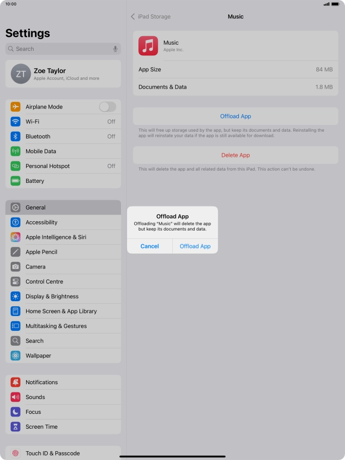 Press Offload App.