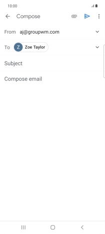 Press Subject and key in the subject for the email message.