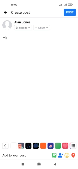 Write the required text and press POST. Write the required text and press POST.
