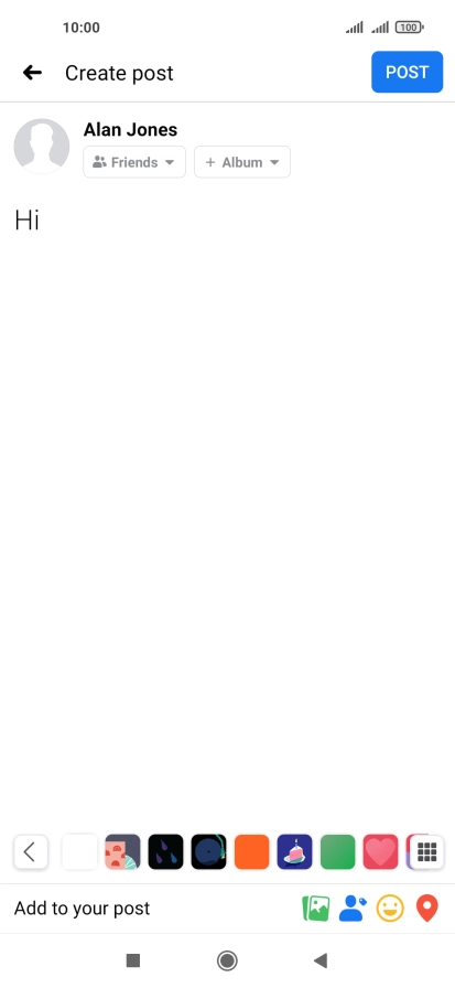 Write the required text and press POST. Write the required text and press POST.