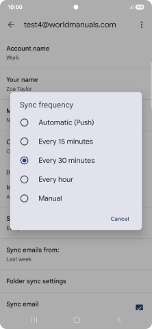 Press the required setting.