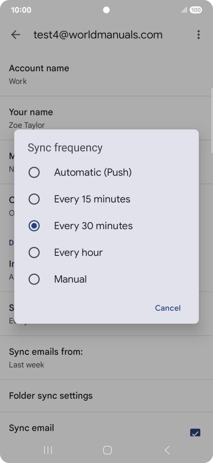 Press the required setting.