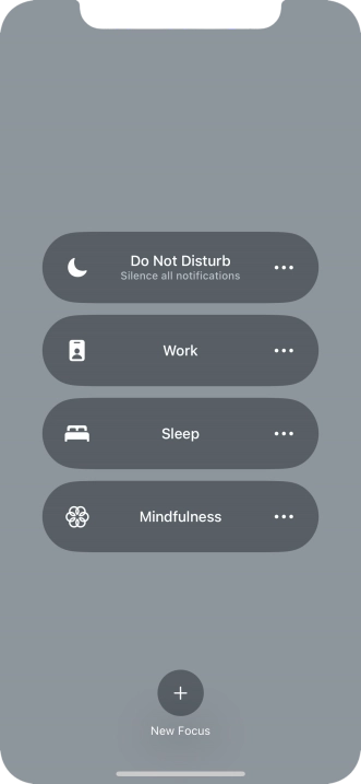 Press the required focus mode to activate or deactivate it immediately.