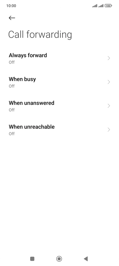 Press the required divert type. Press the required divert type.