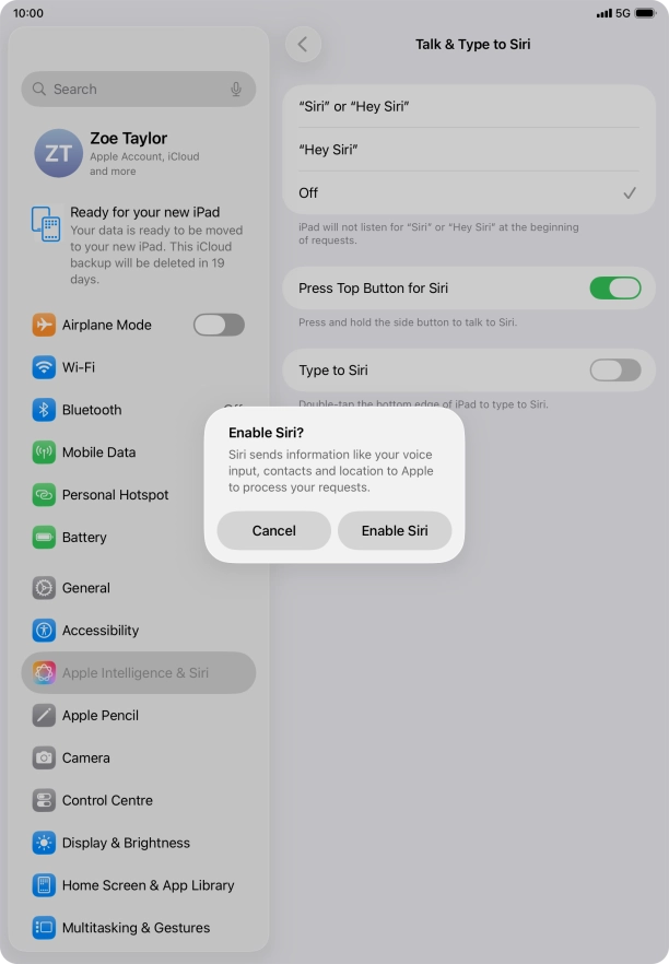 Press Enable Siri.