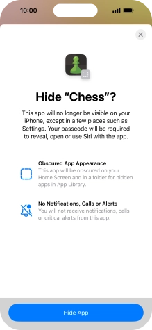 Press Hide App. Press Hide App.