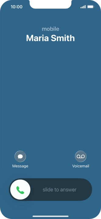 Press and drag the accept call icon right. Press and drag the accept call icon right.