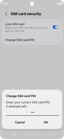 Key in your current PIN and press OK. Key in your current PIN and press OK.