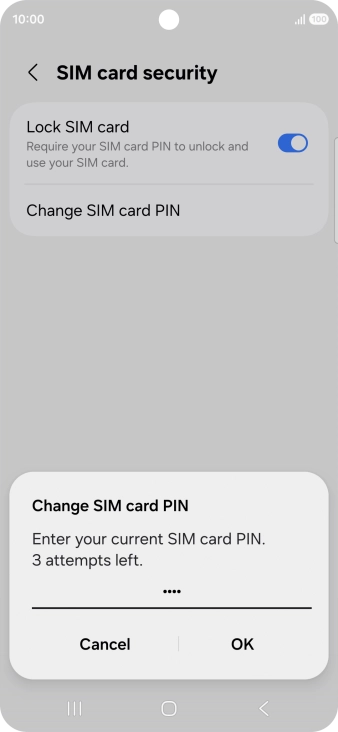 Key in your current PIN and press OK. Key in your current PIN and press OK.