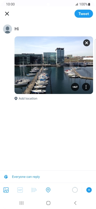 Write the required text and press Tweet. Write the required text and press Tweet.